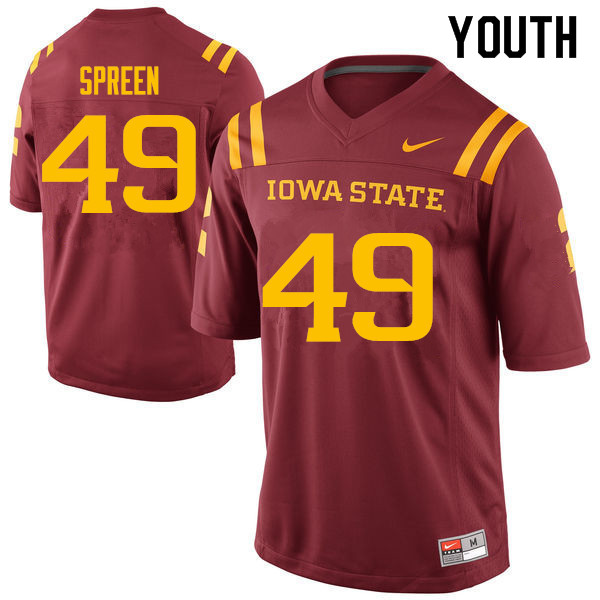 Youth #49 Jack Spreen Iowa State Cyclones College Football Jerseys Sale-Cardinal